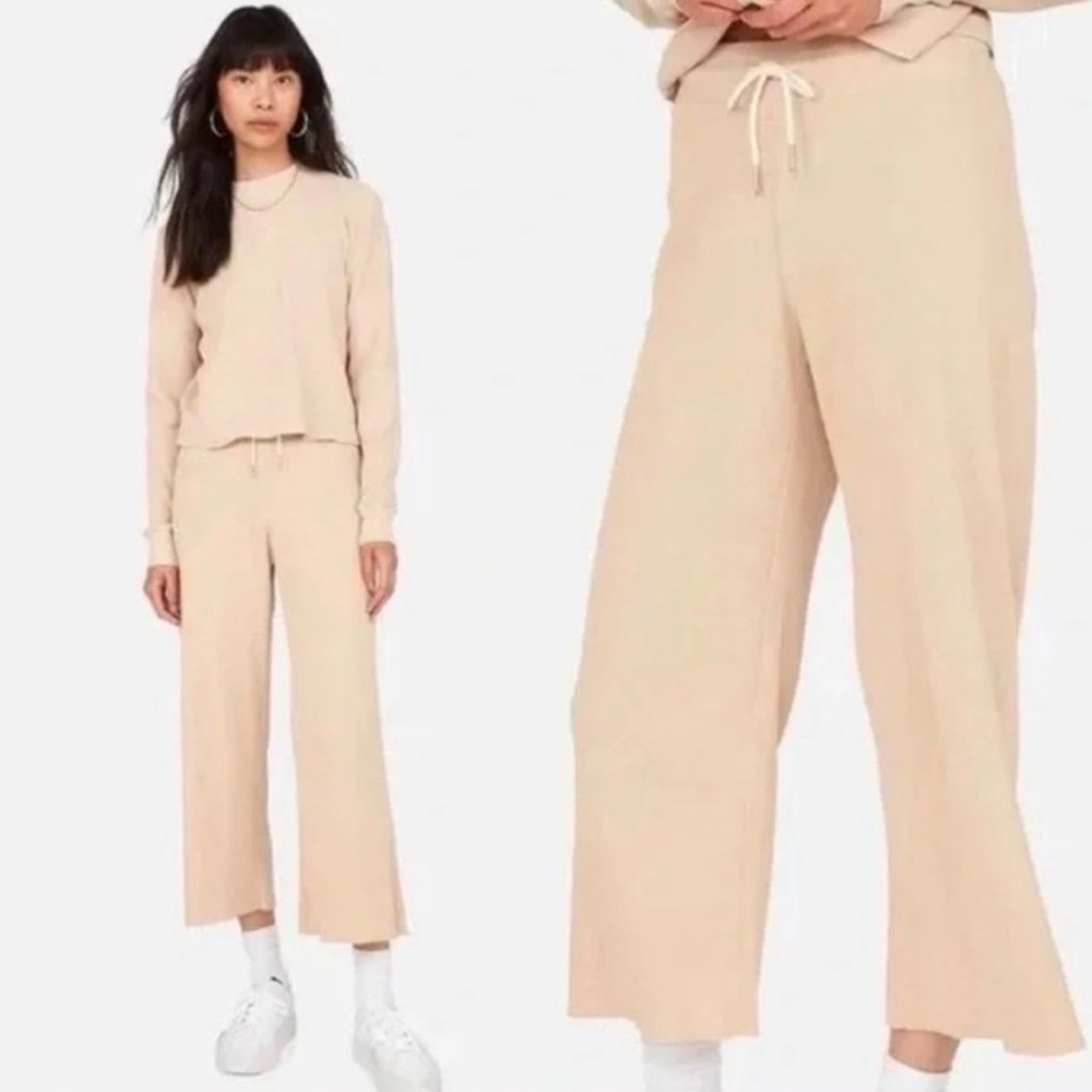 Mate the Label - Organic Thermal Set - Wide Leg and Boxy Crop - Cream Size M
